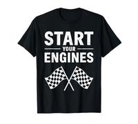 Camisa Start Your Engines con bandera a cuadros para hombre y mujer, día de carreras Camiseta