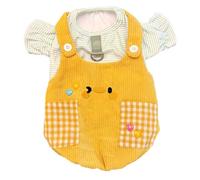 Camisa suave de otoño para perro, linda ropa para perro con bordado de pato, capa interior a rayas, ropa para mascotas para perros pequeños, pantalones de pana falsa de dos piezas con bolsillos a