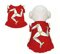 Camisa suave para perros pequeños con estampado de la bandera de la Isla de Man, falda para cachorrita, ropa de verano para cachorros, vestido de verano con volantes para mascotas, camiseta sin mangas