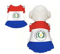 Camisa Suave para Perros pequeños con Estampado de la Bandera de Paraguay, Falda para cachorrita, Ropa de Verano para Cachorros, Vestido Ligero con Volantes para Mascotas, Camiseta sin Mangas pequeña