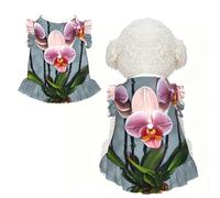 Camisa suave para perros pequeños con estampado de orquídeas en flor, falda para cachorrita, ropa de verano para cachorros, vestido de verano con volantes para mascotas, camiseta sin mangas ligera, ta