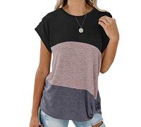 Camisa suelta casual de mujer Camiseta de verano Top Summer de manga corta de manga corta for mujeres. para verano (Color : Black, Size : L)