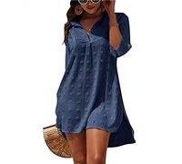 Camisa Suelto de Bikini Casual Camisetas Manga Larga Cuello en V Blusas para Mujer Ropa de Baño Playa Traje de Baño Vestido de Bikini Camisolas y Pareos