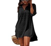 Camisa Suelto de Bikini Casual Camisetas Manga Larga Cuello en V Blusas para Mujer Ropa de Baño Playa Traje de Baño Vestido de Bikini Camisolas y Pareos