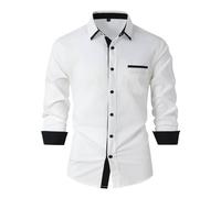 Camisa Superior Informal a la para Hombre, Camisa con Botones de Color sólido, cómoda y Sencilla, Top de Manga Larga