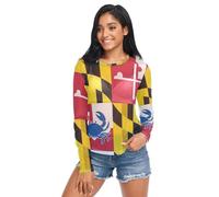 Camisa superior transparente para mujer, bandera de Maryland con un lindo cangrejo azul, orgullo de Maryland, playera de malla con cuello en O, talla S, Bandera de Maryland con un lindo cangrejo azul