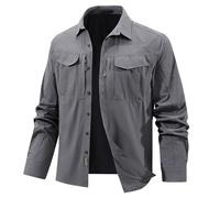 Camisa táctica de manga larga para hombre, camisa de senderismo con bolsillo en el pecho, camisa funcional transpirable, camisa de safari, camisa de trabajo para exteriores, camisa de trabajo militar