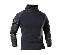 Camisa táctica Ripstop para hombre, manga larga, con cremallera frontal de 1/4, de camuflaje, para combate, al aire libre, camiseta táctica de 1/4 con cremallera de combate, camisetas militares,