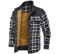 Camisa térmica de leñador para hombre, forrada con capucha, de forro polar de peluche, camisa de franela de manga larga, con cremallera, a cuadros, camisa con capucha, chaqueta de leñador, camisa