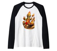 Camisa Tiki Man King of The Grill - Funny Island BBQ Tiki Art Camiseta Manga Raglan