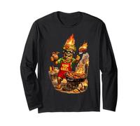 Camisa Tiki Man King of The Grill - Funny Island BBQ Tiki Art Manga Larga