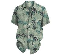 Camisa tipo túnica para hombre, para verano, playa, casual, manga corta, holgada, ajuste medio, para vacaciones y uso relajado, verde, M