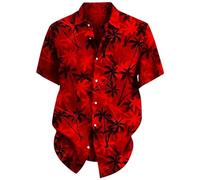 Camisa tipo túnica para hombre, para verano, playa, casual, manga corta, holgada, ajuste medio, para vacaciones y uso relajado, rosso, 4XL