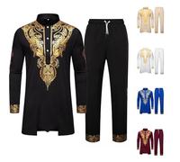 Camisa tradicional africana para hombre, de Oriente Medio, ropa larga de estilo étnico con cuello alto y tótem tribal antiguo renacimiento conjunto para cócteles de trabajo y fiestas, Color blanco., M