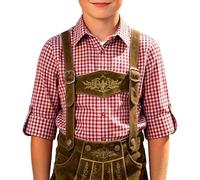 Camisa tradicional bávara tradicional para niños, transpirable, fácil de limpiar, suave, con botones, informal, cómoda, para Oktoberfest, 04#_rojo, 6-7 años