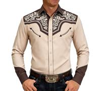 Camisa tradicional para hombre, manga larga, corte clásico, informal, con botones, marrón, XXL