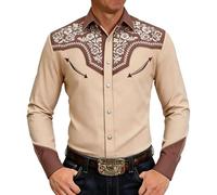 Camisa tradicional para hombre, manga larga, corte clásico, informal, con botones, marrón, XXL