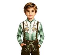 Camisa tradicional para niño con impresión 3D, manga larga, festiva, transpirable, fácil de limpiar, para niños, ligera, Oktoberfest, para niños de 4 a 14 años, 03#_verde, 6-7 años