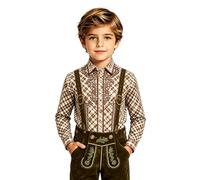 Camisa tradicional para niño con impresión 3D, manga larga, festiva, transpirable, fácil de limpiar, para niños, ligera, Oktoberfest, para niños de 4 a 14 años, 03#_Caqui, 13 años
