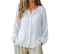 Camisa transparente para mujer - Camisa ligera para mujer, blusa transpirable, blusa para jóvenes, camiseta abierta, camiseta fina, con botón camiseta de color puro, protección solar, camiseta, blanco