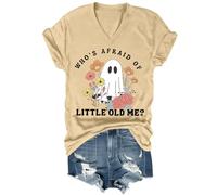 Camisa unisex con texto en inglés "Who's Afraid of Little Old Me", para Halloween, temporada espeluznante, fantasma que teme a Little Old Me, Cuello en V Khika, 3XL