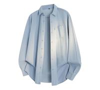 Camisa Vaquera de Manga Larga para Hombre, Informal, Holgada, de tamaño, cómoda, para el Trabajo, Estilo Relajado, con Botones. (Sky Blue, XXL)