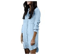Camisa vaquera de manga larga para mujer, blusa vaquera para mujer, verano, larga, con botones, informal, chaqueta vaquera, sudadera ligera vaquera, blusa vaquera, camisas de mezclilla, camisas