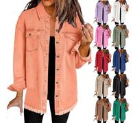 Camisa vaquera de manga larga para mujer, chaqueta vaquera con botones, blusa holgada, blusa larga holgada, moda hip hop Y2K, blusa vaquera retro con dobladillo de volantes, camiseta de manga larga,