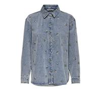 Onlvera L/S Flower Emb Camiseta DNM Noos, Mezclilla De Color Azul Claro, M