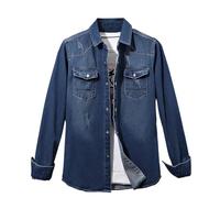 Camisa vaquera para hombre, camisa de manga larga, camisa de negocios, camisa de mezclilla ligera, camisa de trabajo, vintage, camisa de ocio, cuello Kent, chaqueta de camisa de corte regular