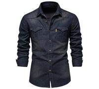 Camisa vaquera para hombre, camisa de manga larga, camisa de tiempo libre, regular, cómoda, básica, para invierno, camisa de negocios, ajustada, para otoño, estilo vaquero, para el tiempo libre