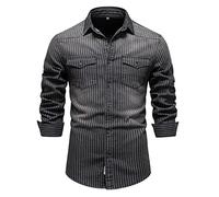 Camisa vaquera para hombre, corte regular, camisa vaquera, camisa informal, cuello Kent, camisa de manga larga, camisa de trabajo vintage, camisa de trabajo ligera, camisa de negocios, camisa con