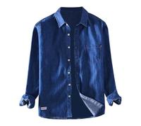 Camisa vaquera para hombre, cuello Kent, camisa de trabajo, chaqueta ligera con botones, camisa de negocios, camisa de manga larga, camisa vaquera, camisa vaquera, informal, camisa para hombre, corte