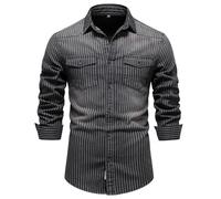 Camisa Vaquera para Hombre de Manga Larga - Ajustada, Regular, de Ocio y Negocios - Gris, XL