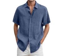 Camisa Verano Hombre Camisa De Lino Hombre De Lino Manga Corta Personalizada Estampada Puño Gemelos Blanca Conjunto Ibicenco Remeras Ibicenca Camisas con Bolsillo Camiseta Botones Tallas Grandes