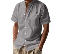 Camisa Verano Hombre Camisa Hombre Manga Corta Chaquetas Americanas Lino Americana Casual Camisas Blancas Camiseta Basica Conjunto Ropa Ibicenca Cuello Mao Blanca Homem Larga Ligero Camisetas Tunica