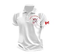 Camisa Verano Hombre - Camisa Informal De Manga Corta con Estampado De Bandera De Canadá para Hombre Corte Ajustado Y Manga Corta (White XXXL)