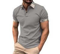 Camisa Verano Hombre, Polos Manga Larga con botons hacia Arriba Solapa hacia Abajo portiva Corta Color sólido (Gr M)
