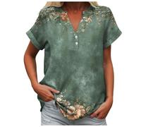 Camisa Verde Mujer Blusa De Muselina para Mujer Camisetas Manga Corta Algodon Blusa Mangas 3/4 Blusas De Verano para Mangas 3/4 Ligeras. Sin Cordones Corte Slim Abotonado Fiesta Boda