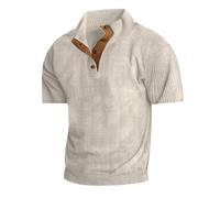 Camisa vintage de pana para hombre, ligera, cuello alto, de primavera, de punto acanalado, retro, casual, para exteriores, Caqui, X-Large