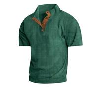 Camisa vintage de pana para hombre, ligera, cuello alto, de primavera, de punto acanalado, retro, casual, para exteriores, Verde claro, Medium