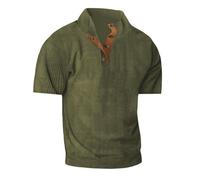 Camisa vintage de pana para hombre, ligera, cuello alto, de punto acanalado, retro, casual, para exteriores, Verde militar, Medium
