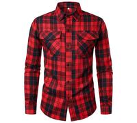 Camisas a cuadros para hombre, camisa de manga larga con solapa, camisa a cuadros para oficina de negocios, camisa de estilo leñador, camisa de tartán para hombre, camisa ajustada con botones, blusa