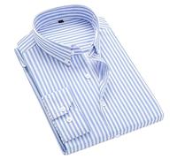 Camisas A Rayas Para Hombre - Vestido Clásico Camisa De Manga Larga Camisa Con Botones Azul A La Moda Cárdigan Transpirable Para Hombre Top Informal Camisa Básica Con Estampado A Rayas Con Solap