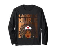 Camisas afro cardiacas negras para enfermeras para mujeres y niñas, africanas Manga Larga