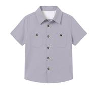 Camisas Casuales cómodas de Uso Diario con Cuello clásico y Botones Frontales en el Colegio Actividades al Libre Tejido Transpirable e Ideal para niños Activos (Light Gray, 11-12 Years)