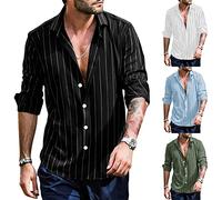 Camisas casuales para hombre, camisa de manga larga a rayas, camisas ligeras para exteriores, camisa inteligente que no necesita planchado, camisetas de trabajo, vestido de boda, camiseta estampada a