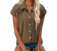 Camisas cómodas para mujer para el día a día. Parte superior holgada, perfecta para primavera, verano y otoño. Ideal para mezclilla. Diseño relajado para un estilo sin esfuerzo., café, XXL