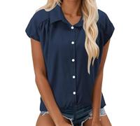 Camisas cómodas para mujer para el día a día. Parte superior holgada, perfecta para primavera, verano y otoño. Ideal para mezclilla. Diseño relajado para un estilo sin esfuerzo., marine, XXL