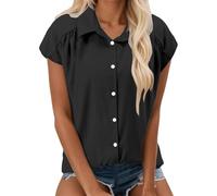 Camisas cómodas para mujer para el día a día. Parte superior holgada, perfecta para primavera, verano y otoño. Ideal para mezclilla. Diseño relajado para un estilo sin esfuerzo., Negro , L